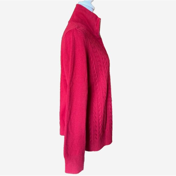 Talbots Women’s Red Cable Knit Full Zip Cardigan Sweater Size X - Picture 3 of 8